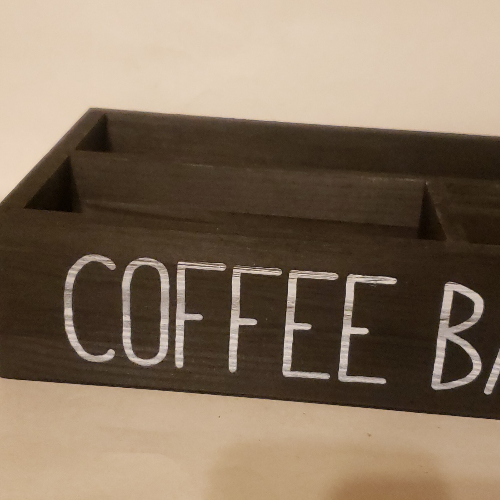 “Coffee Bar” Rustic Wooden Coffee Organizer 12x8x3 Art Deco Storage Display