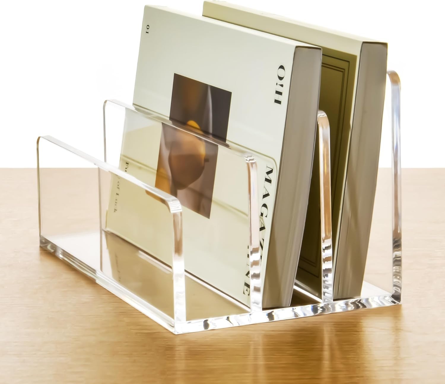 Space-Saving Acrylic Mail Organizer with 3 Vertical Compartments for Easy Access