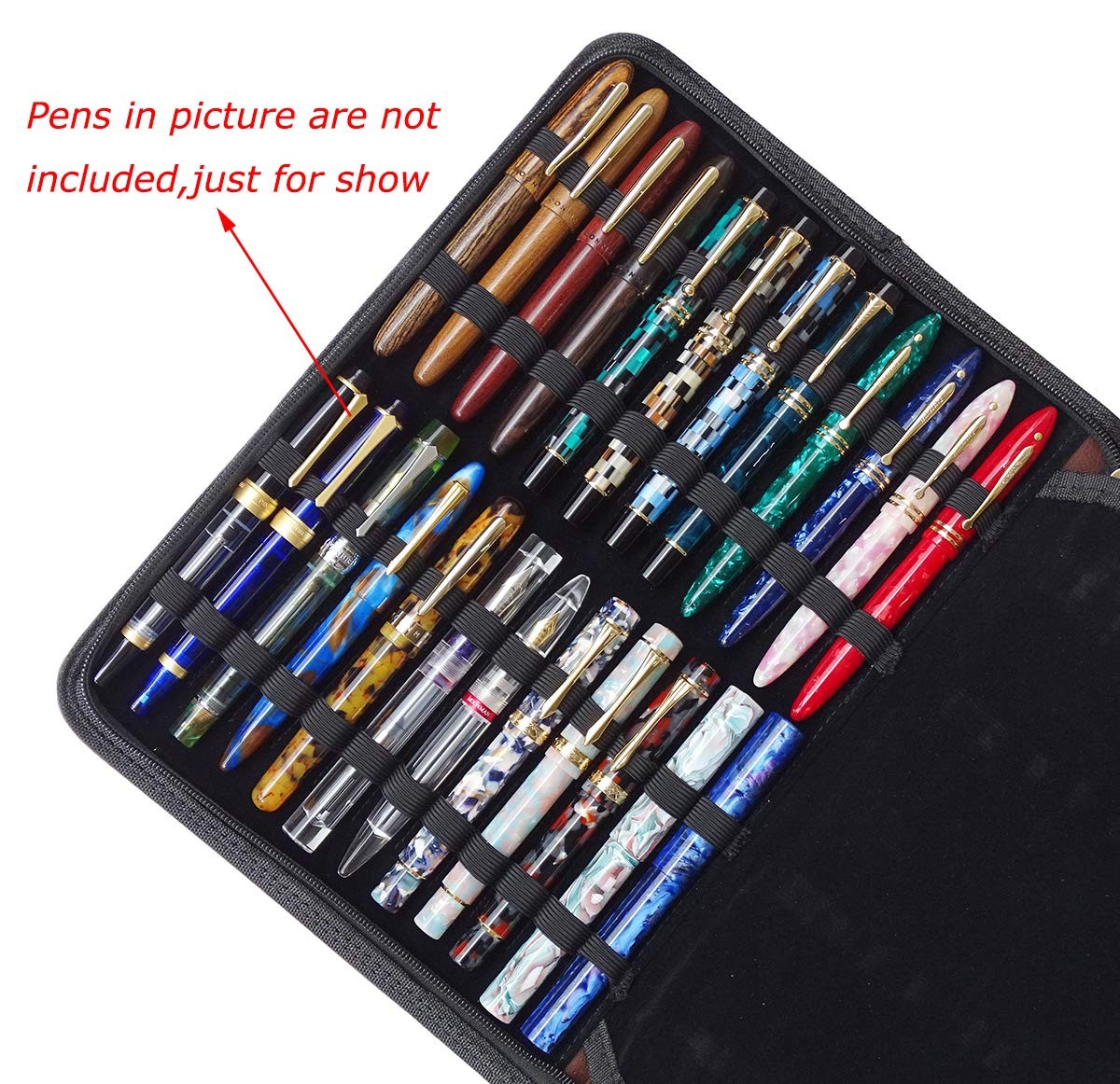 48 Fountain Pen Case, Rollerball Pen Holder PU Leather Bag Pouch Large Capaci…