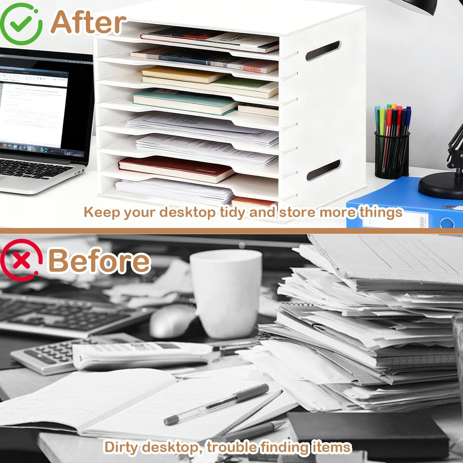 16″x20″ Paper Organizer Storage for Desk, 8 Tier Construction File Organizer …