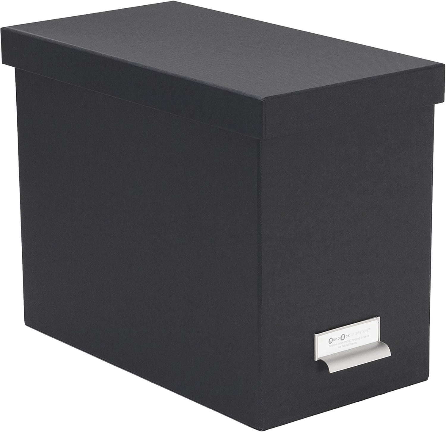 Bigso John Fiberboard Label Frame Desktop File Storage Box – Dark Grey