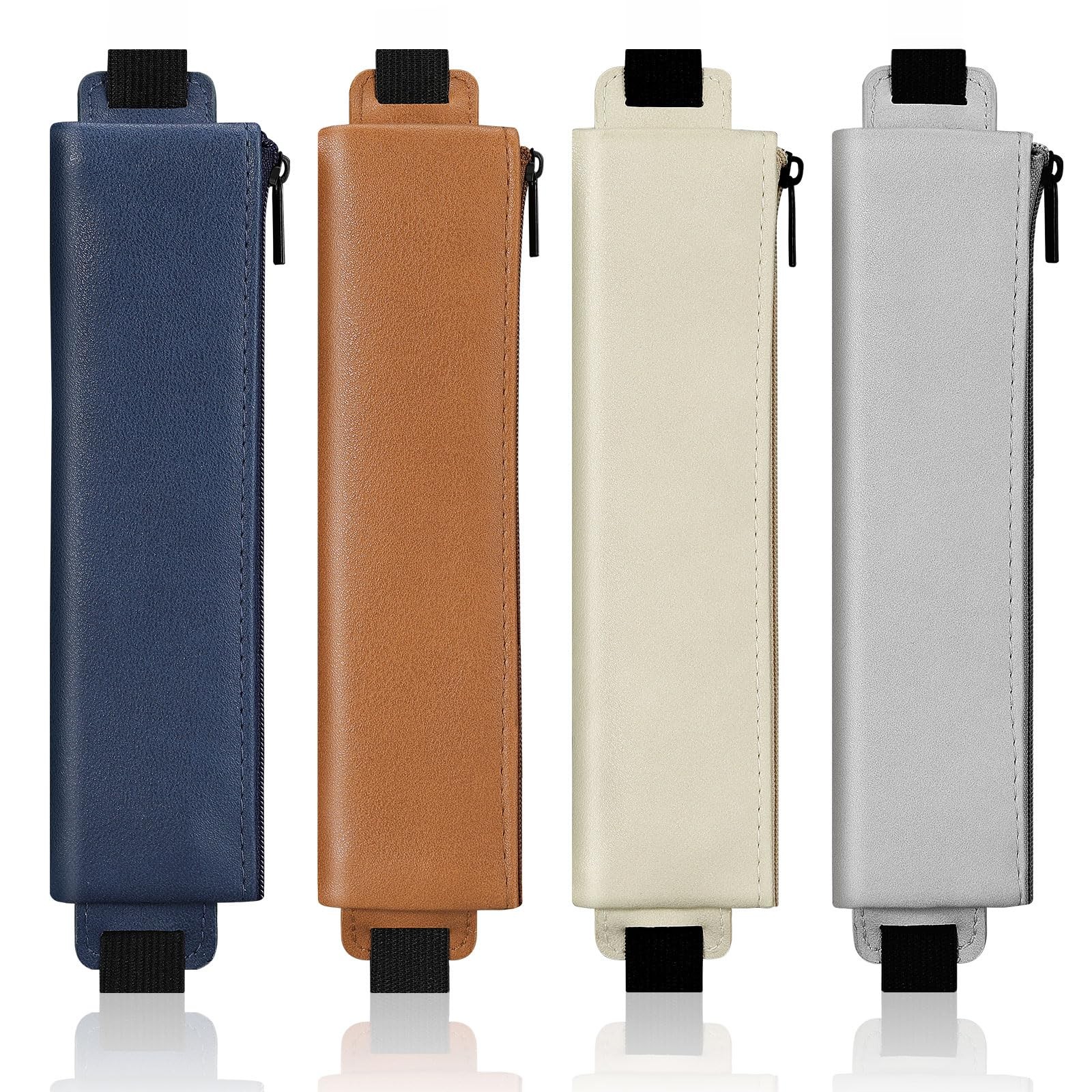 Elastic Pen Holder for Notebook, 4 Pieces PU Leather Pencil Case with Adjusta…