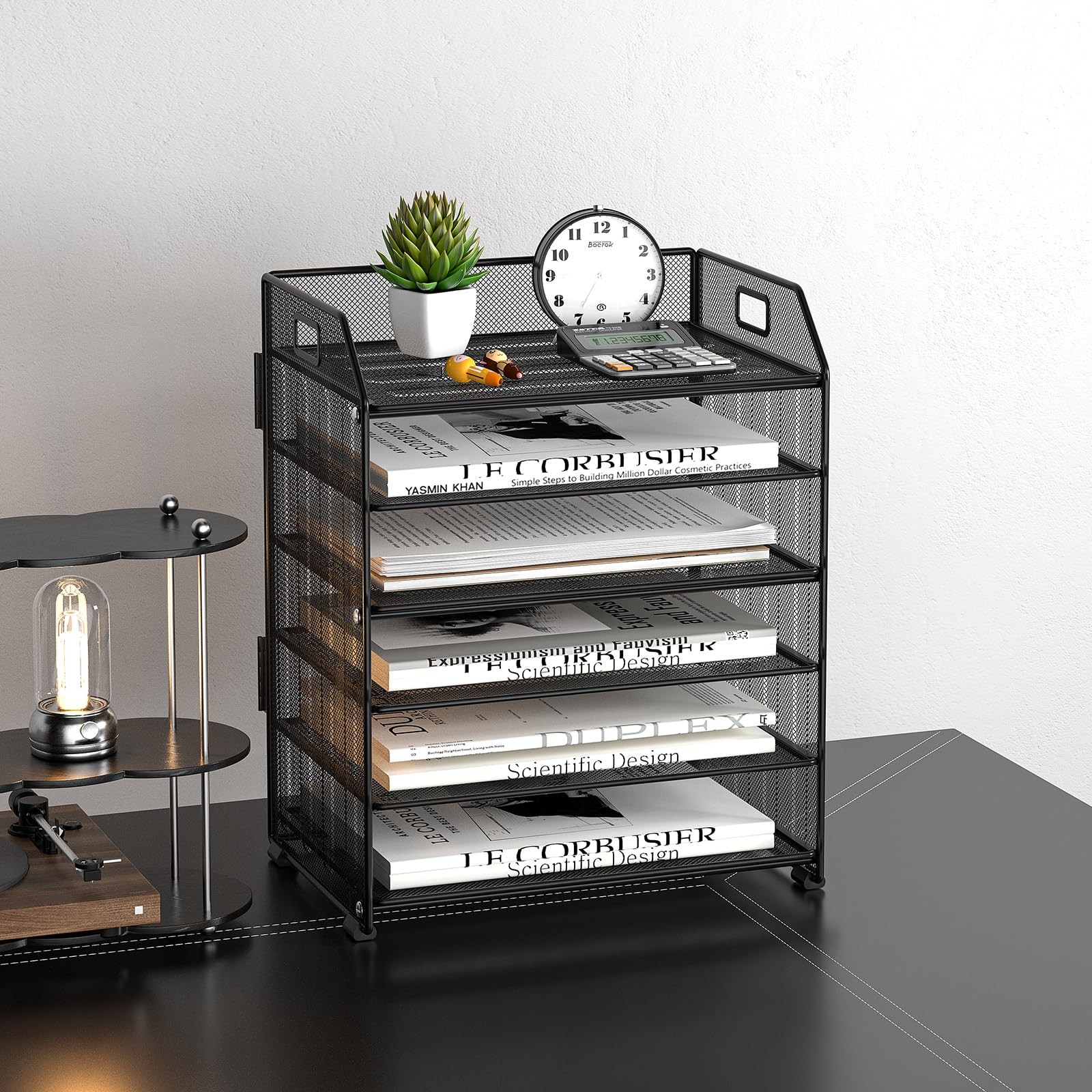 Handimp 6 Trays Paper Organizer Letter 12.6 x 9 x 15.7 inches, 6-tier Black