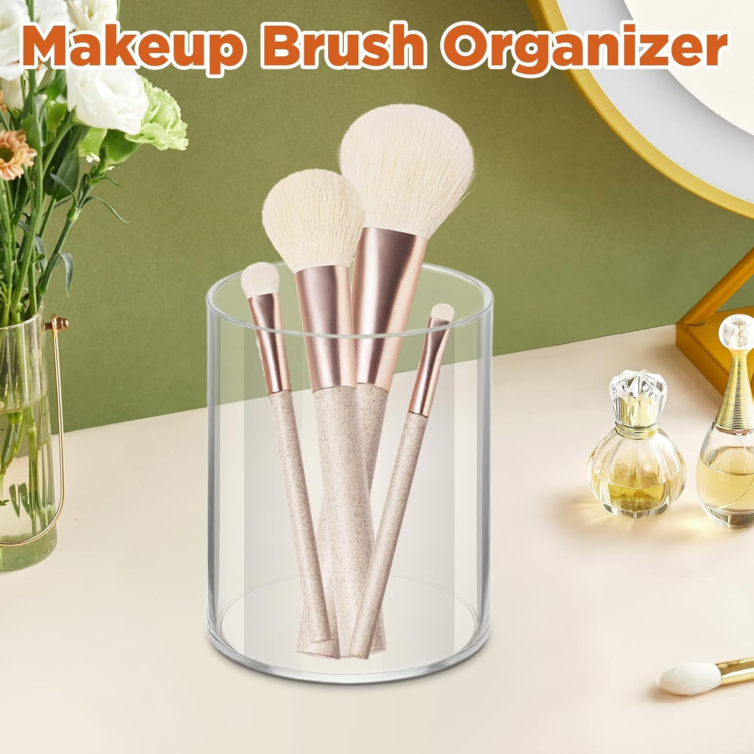 6 Pack Clear Plastic Pen Holder Cylinder Container, round Pencil Holder for Desk