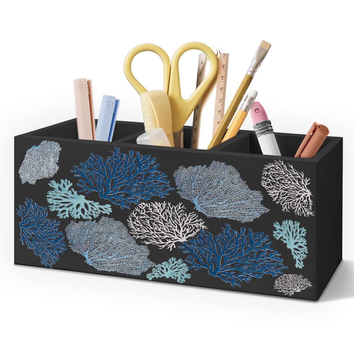 Coastal Beach Coral Pen Pencil Holder for Desk, Beach Office Decor, Ocean Nau…