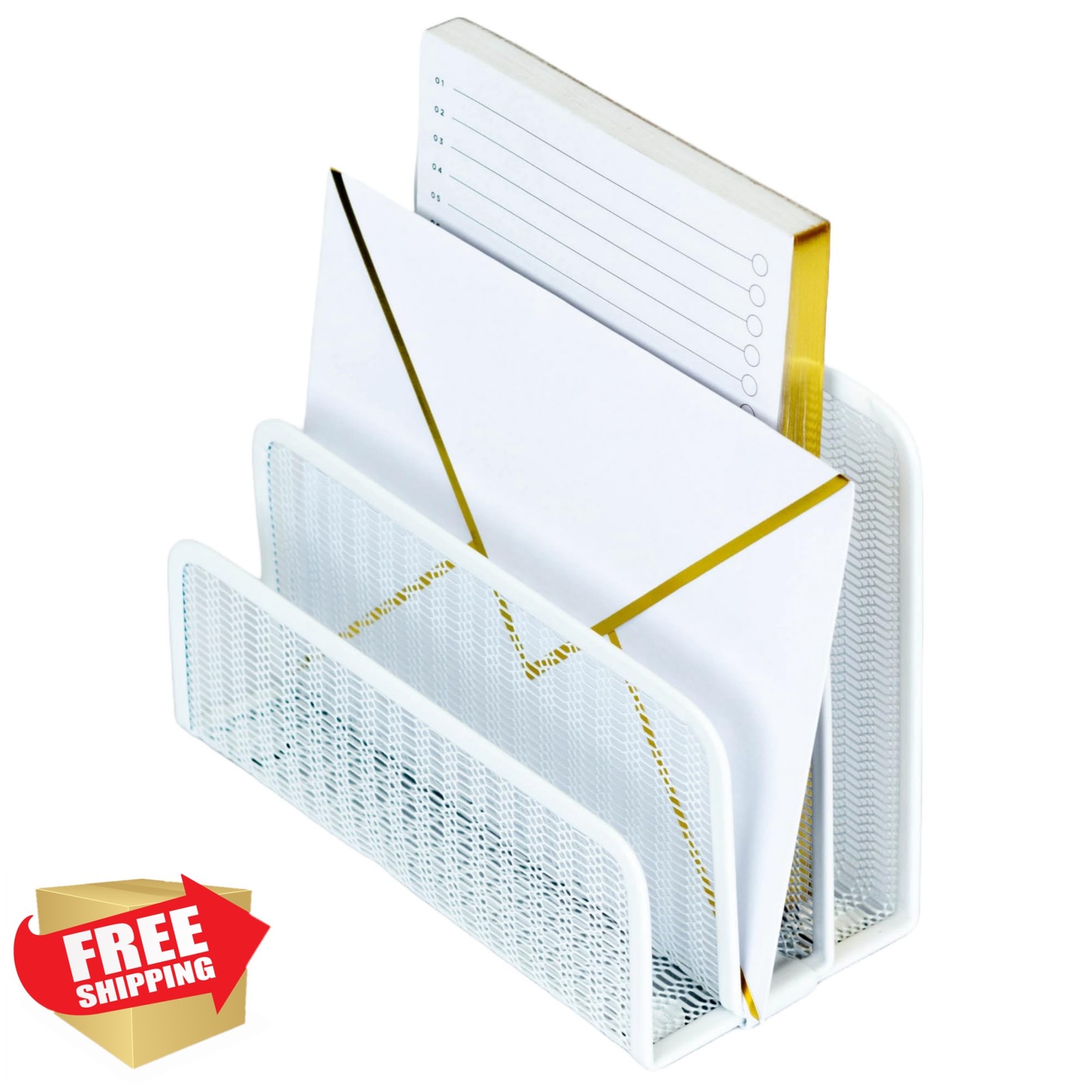 BLU MONACO White Metal Mesh Letter Sorter