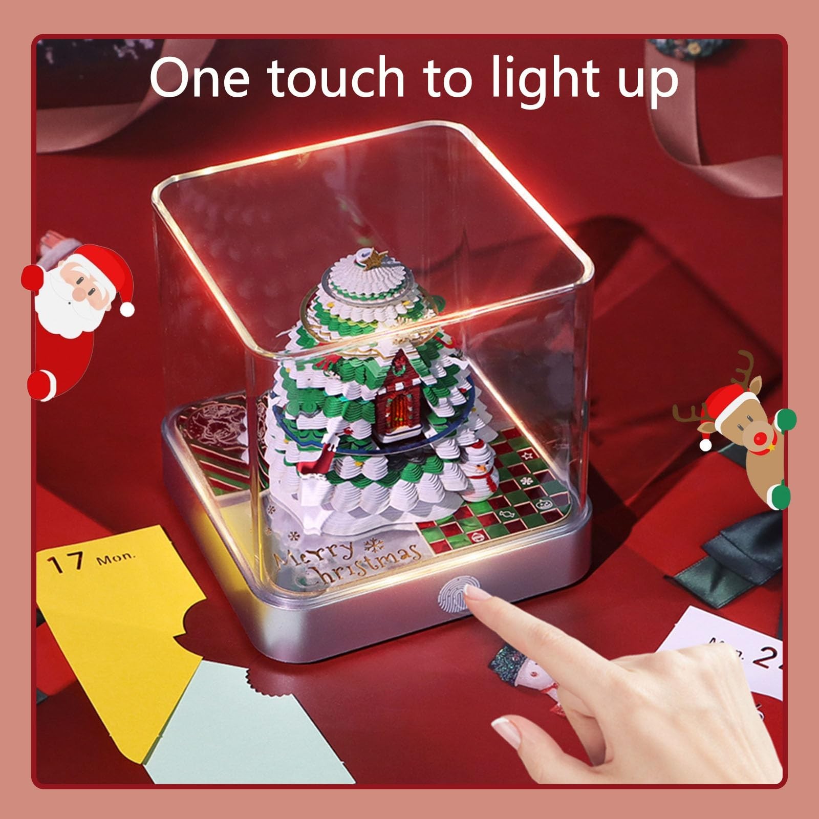 HOTOYMDS 3D Calendar 2026,Time Piece 2026,3D Christmas tree(Silver)