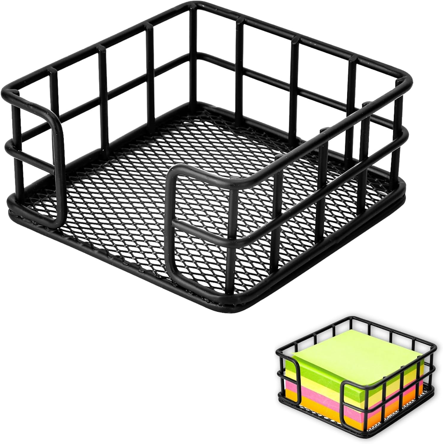 1 Pc Metal Sticky Note Holder, 3.6 X3.6 Inch Black Wire Desk Organizer – Sticky