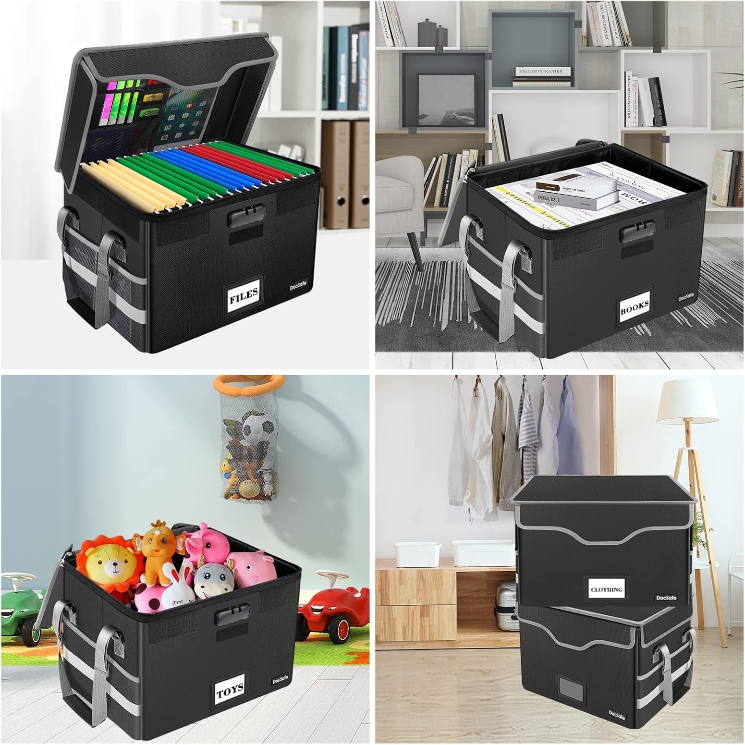 DocSafe Fireproof Document Box with Lock, File 16″ x 12.5″ x 10.5″, Black
