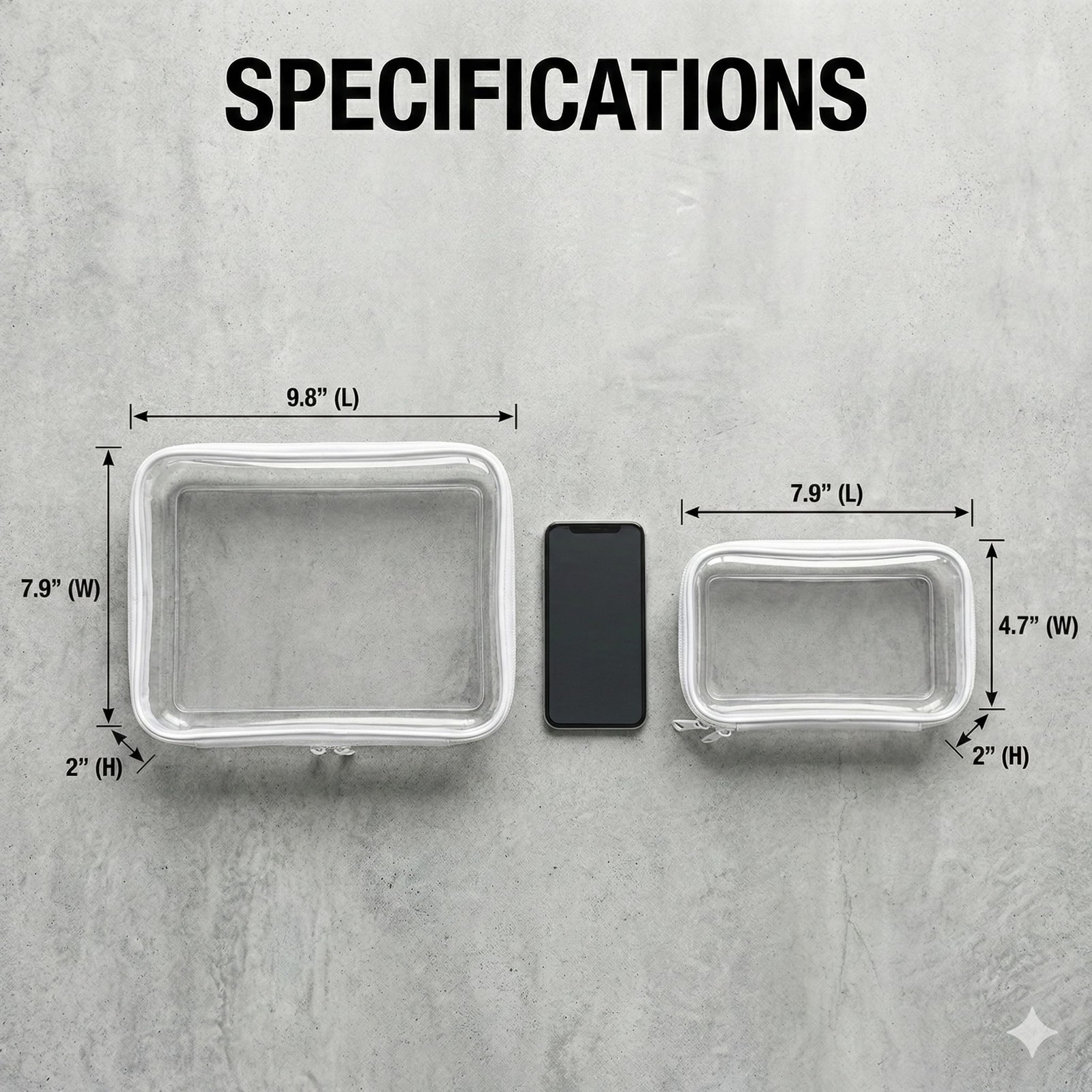 3PCS Clear Hard Shell Zipper Case, Durable Waterproof Transparent Storage Org…