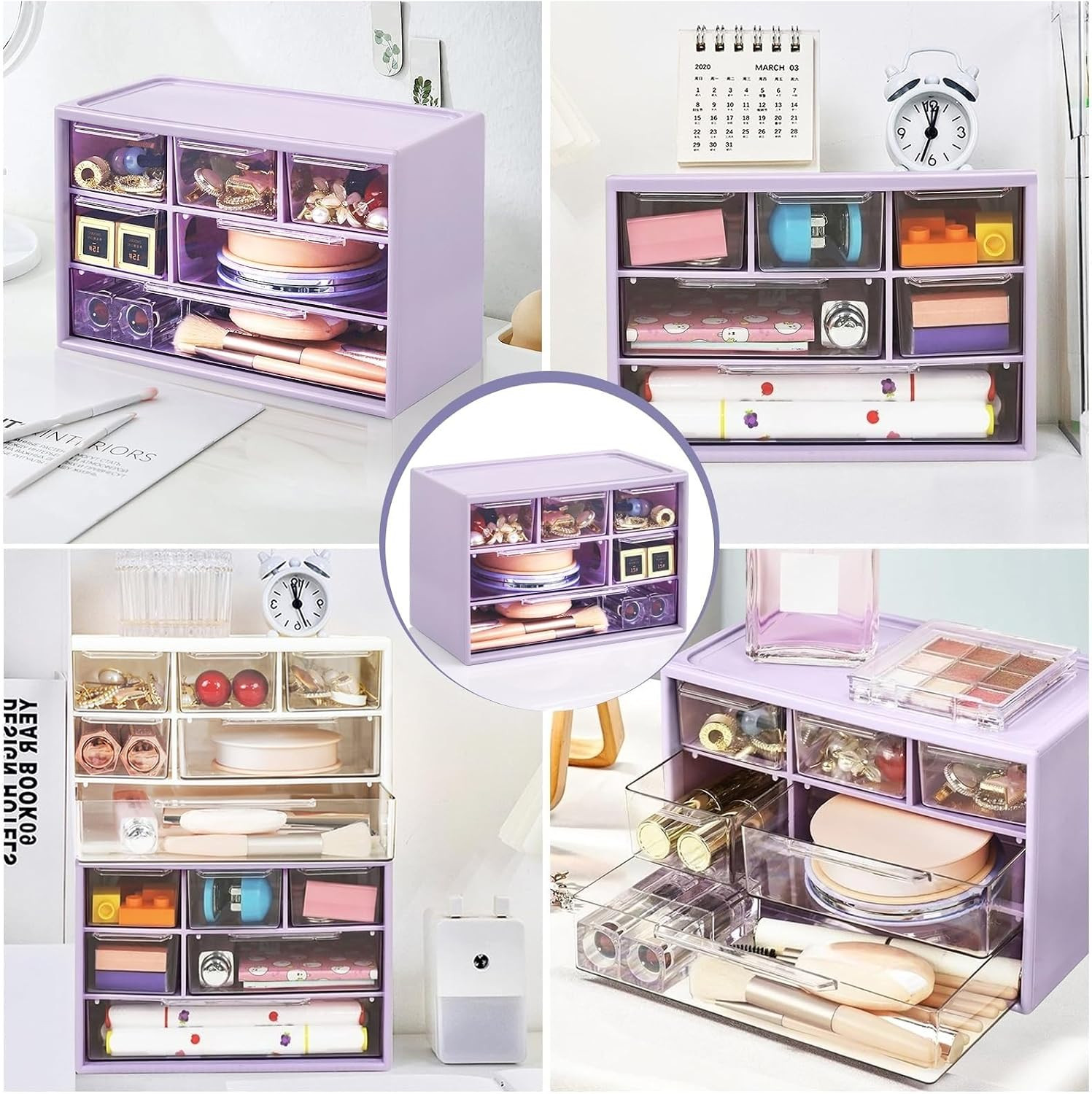 Desk Storage Organizer with 6 Mini Drawers, Stackable Desktop Craft Drawer Cabin