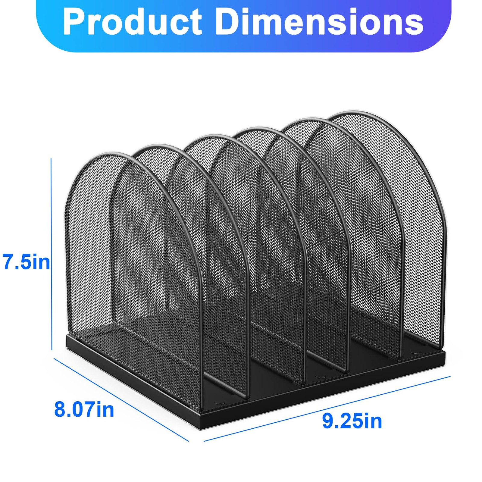 gianotter Desktop File Organizer, Desk Organizer with 5 Upright Style, Black