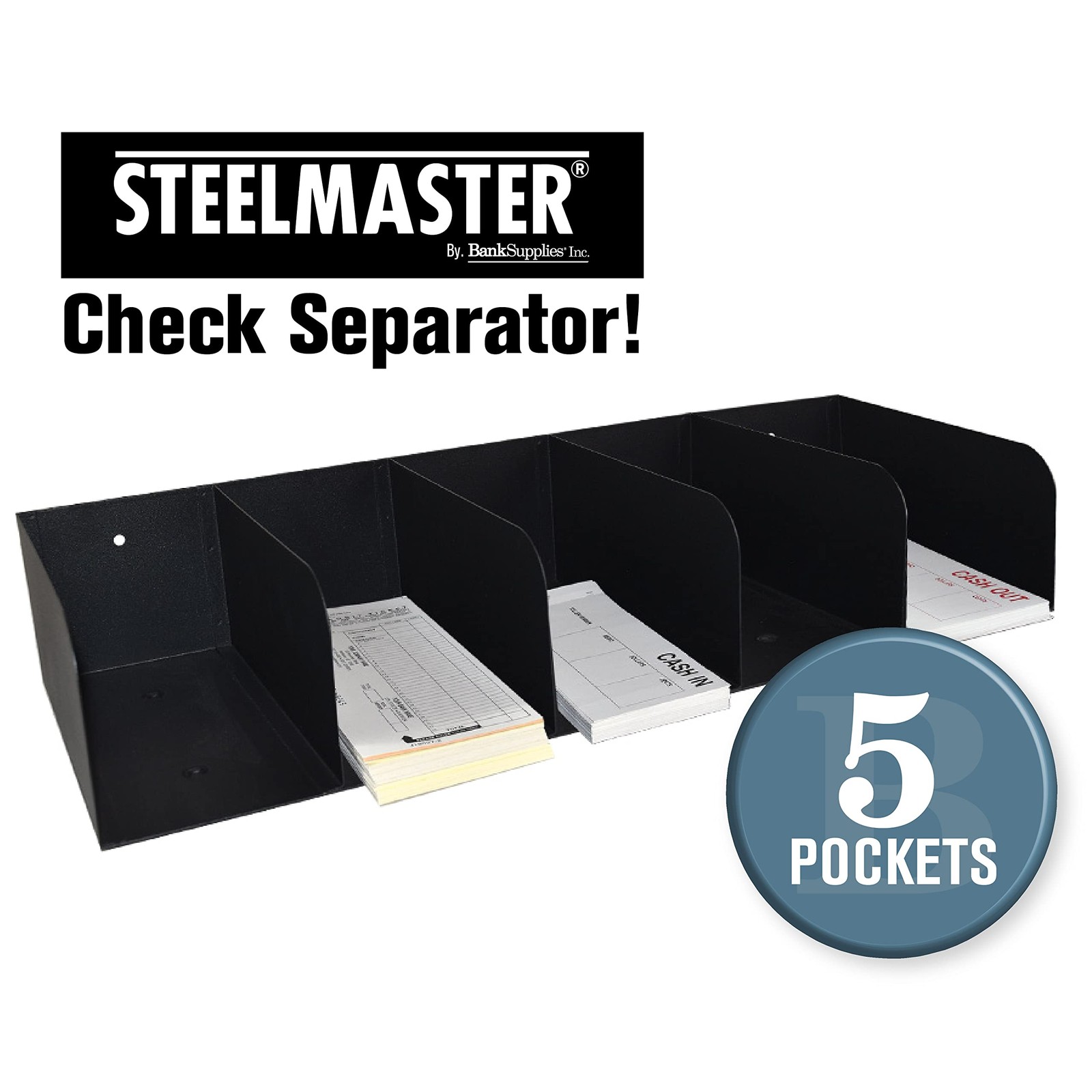STEELMASTER by Steel Document Organizer – 5-Pockets – Black – Coated Crinkle …