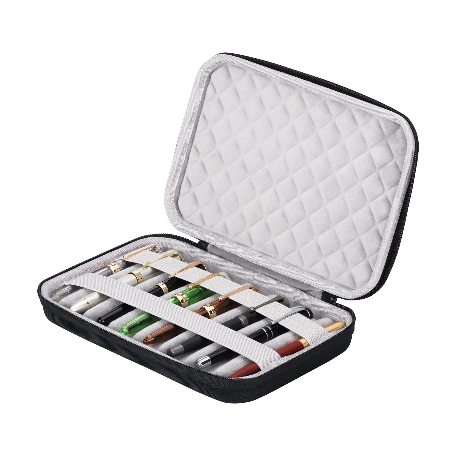 MIVLXLX 8 Slots pen case/boxes，Nylon cloth Pencil Tray Case 8 slots, black