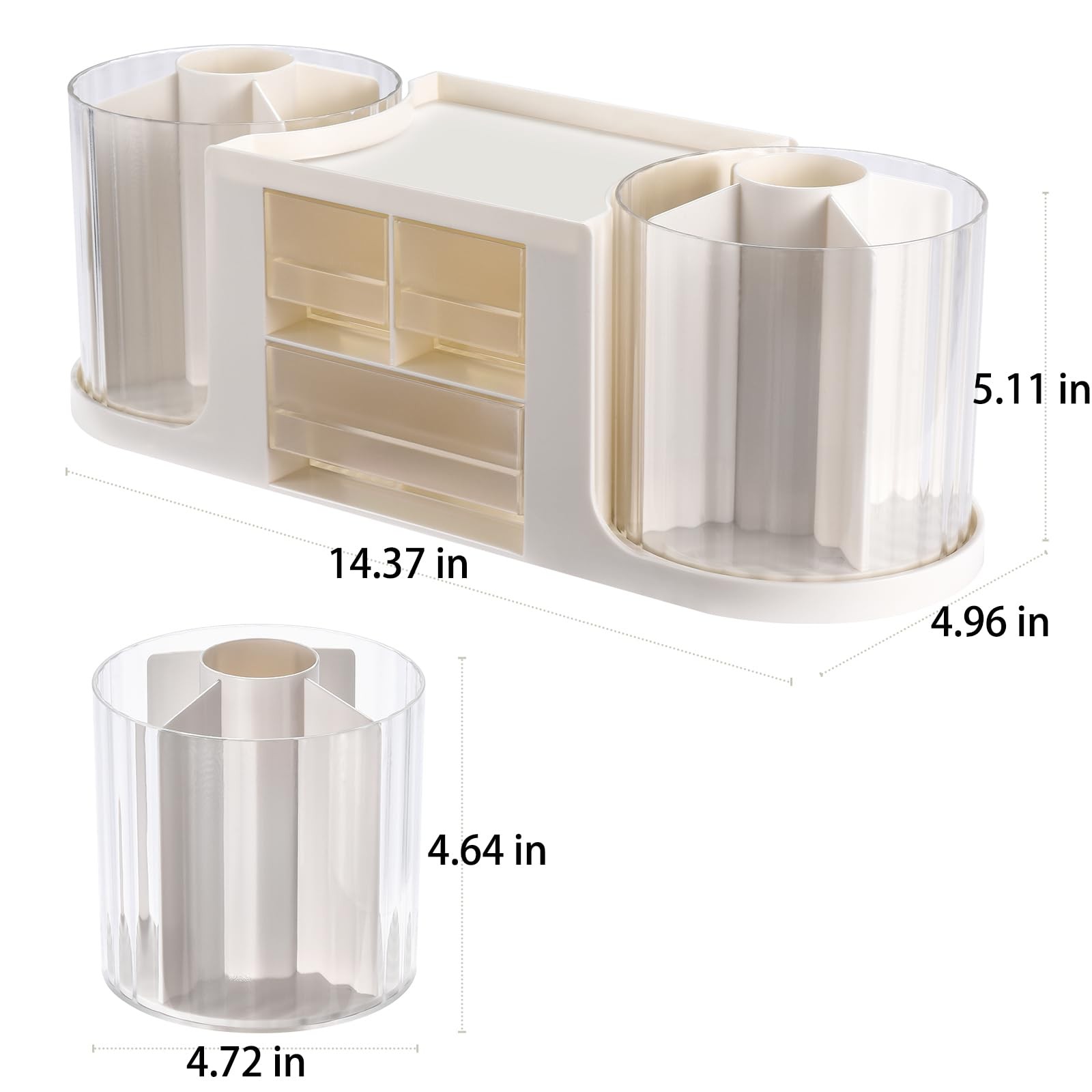 KLIONGO Rotating Desk Organizer with 2 Pen Holder, Organizers and White