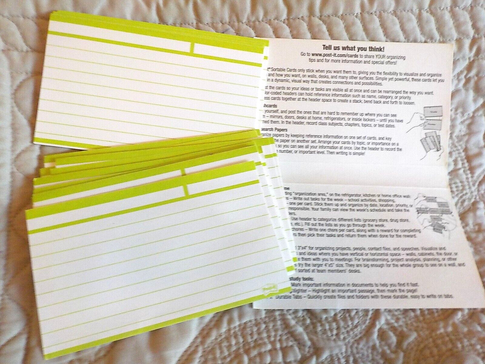 POST-IT Note Cube 3M 500 Sheets 3 x3 NEW Bonus 45 Sort & Stick Lined Index Cards