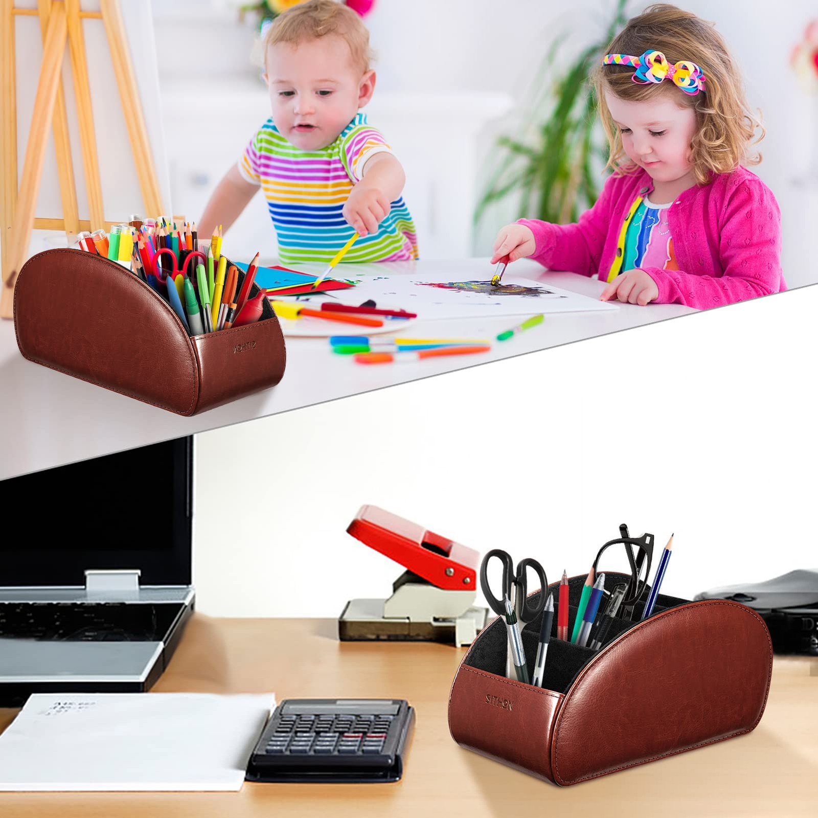Remote Control Holder with 5 Compartments – [Upgrade Version] PU Leather Remo…