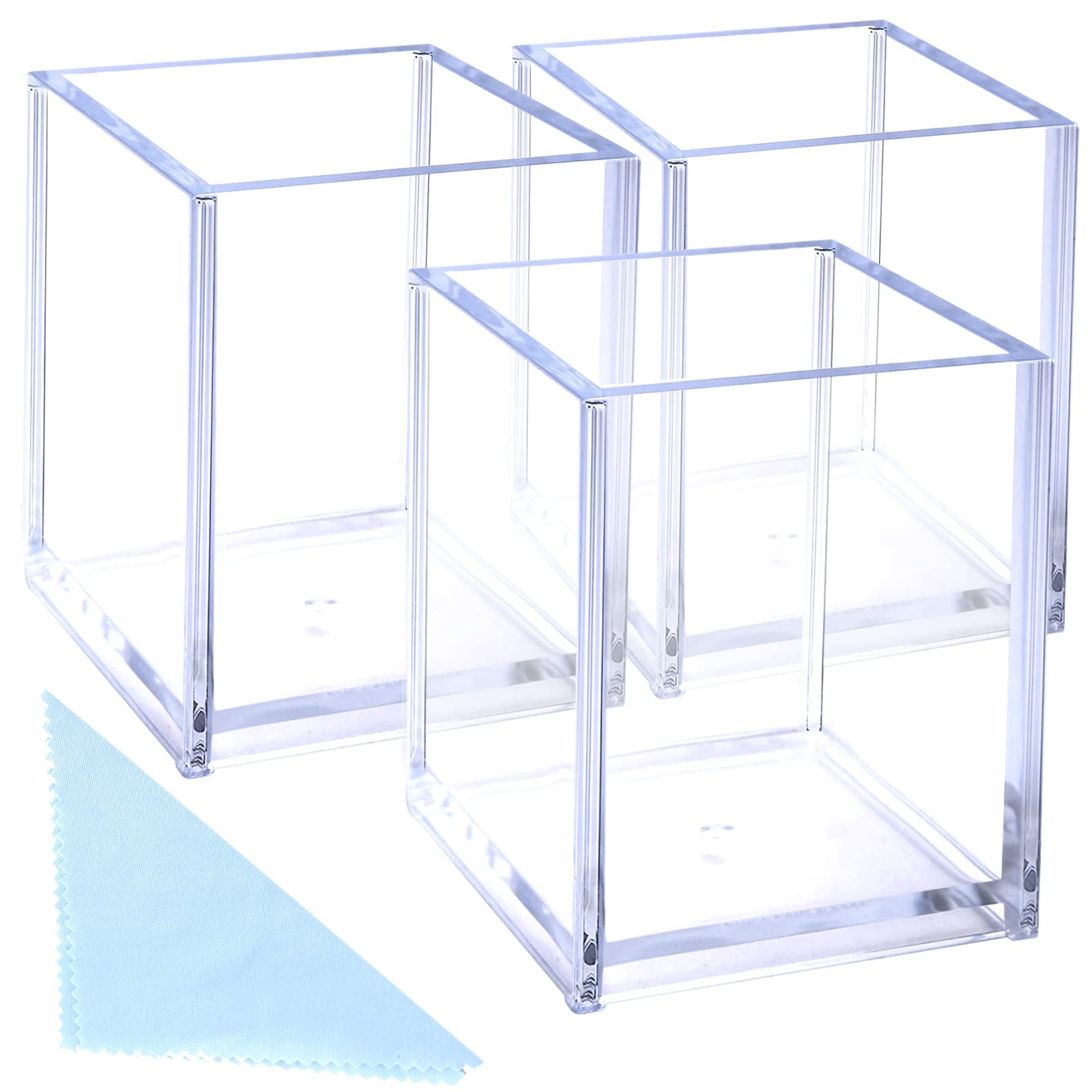 Clear Acrylic Pen Holder, 3 Pcs Desk Organizer, Stationery Storage Cup