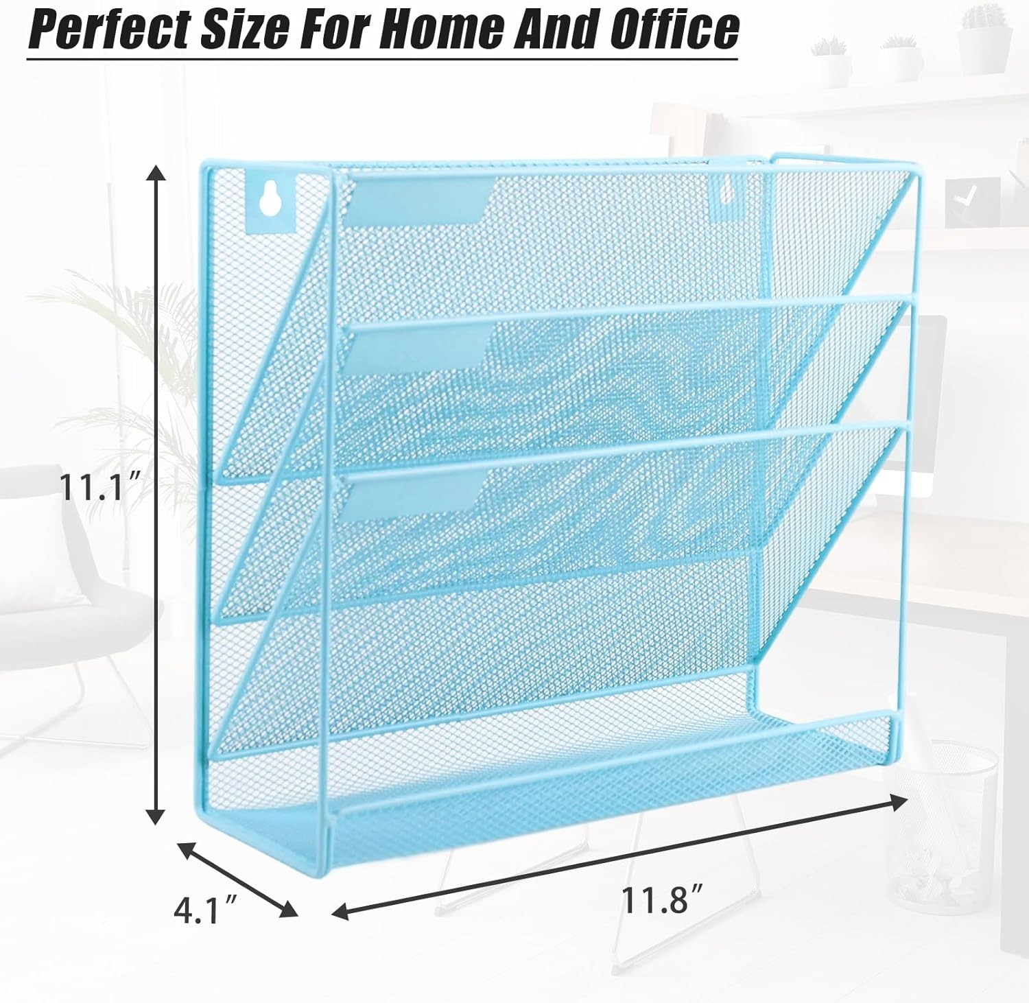 Desk File Organizer Mesh 4-Tier Hanging Wall Mount Document Organization Stand