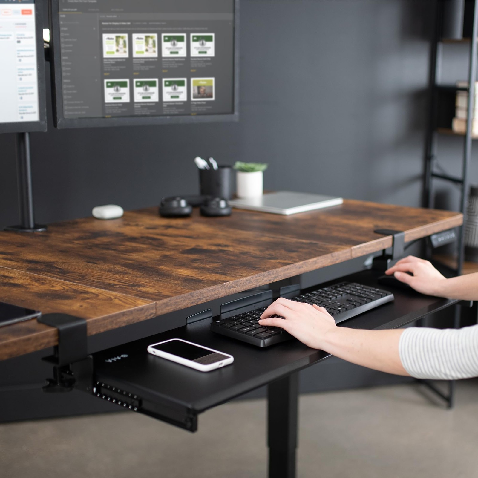 VIVO Extra Long Clamp-on Computer Keyboard and Mouse Under 34 inch, Black
