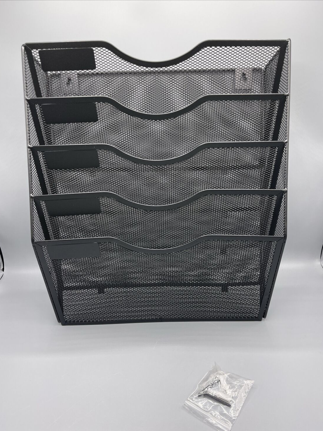 5 Pockets Mesh Hanging File Holder Organizer Wall Mounted Black