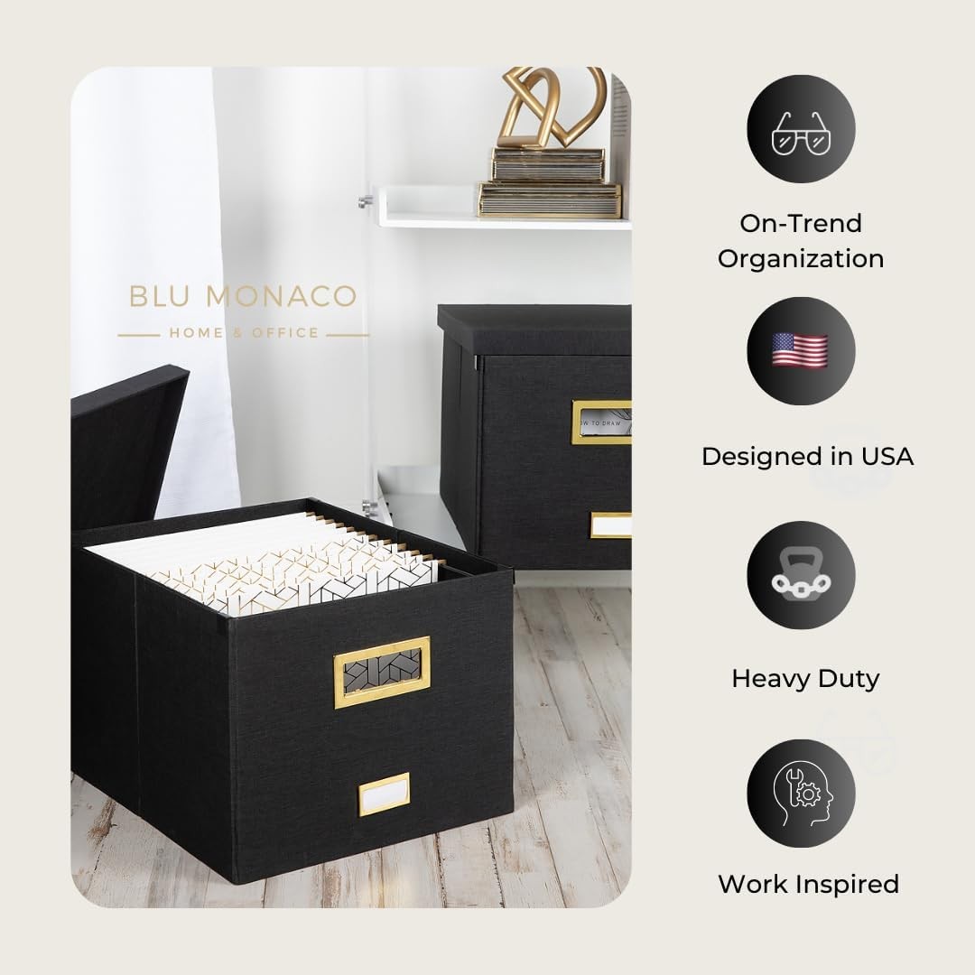 BLU MONACO | Desktop Hanging File Organizer 17.2 x 14 x 10.75 inches, Black