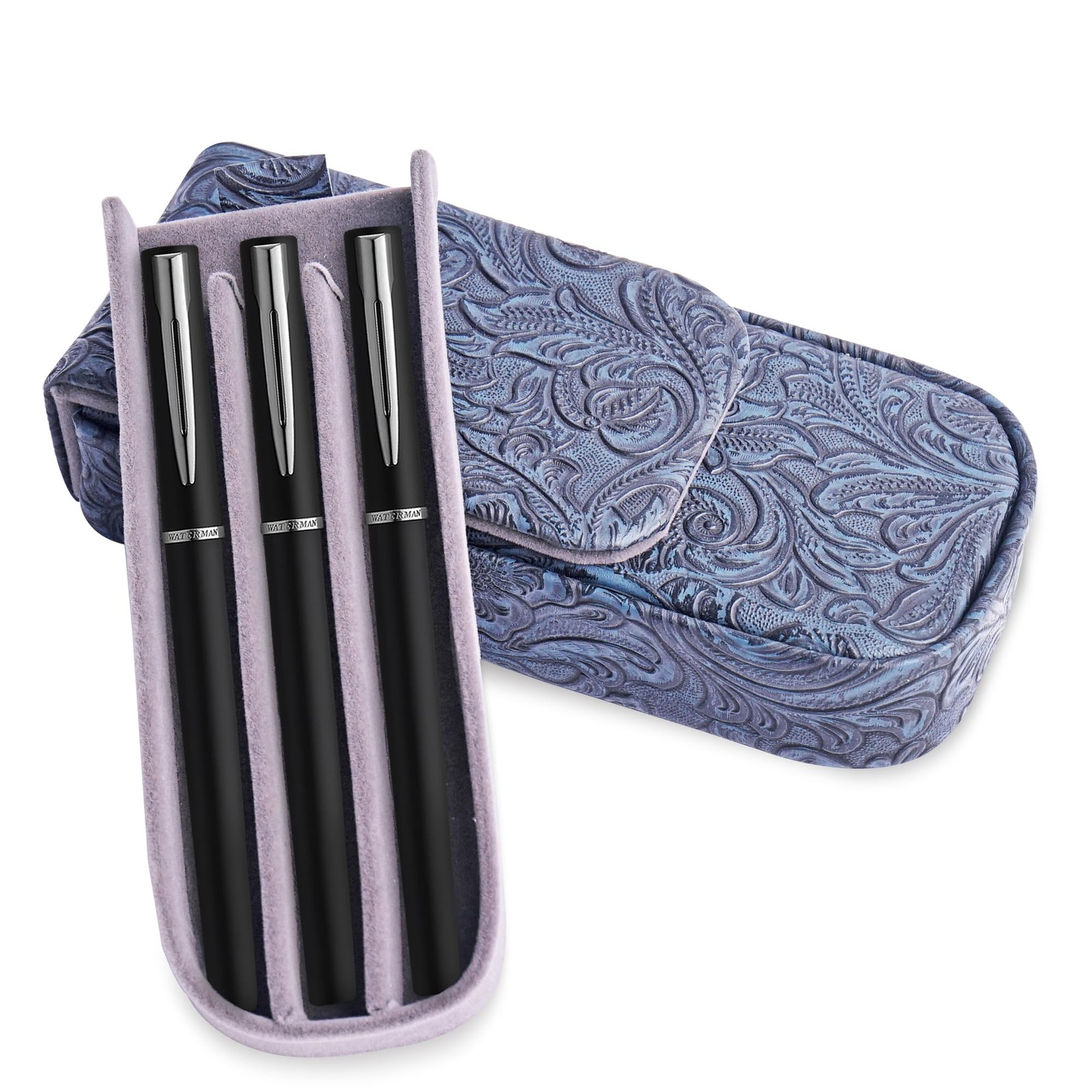 Leather Triple Pen Case Pencil Pouch Holder for Three Fountain Ballpoint Roll…