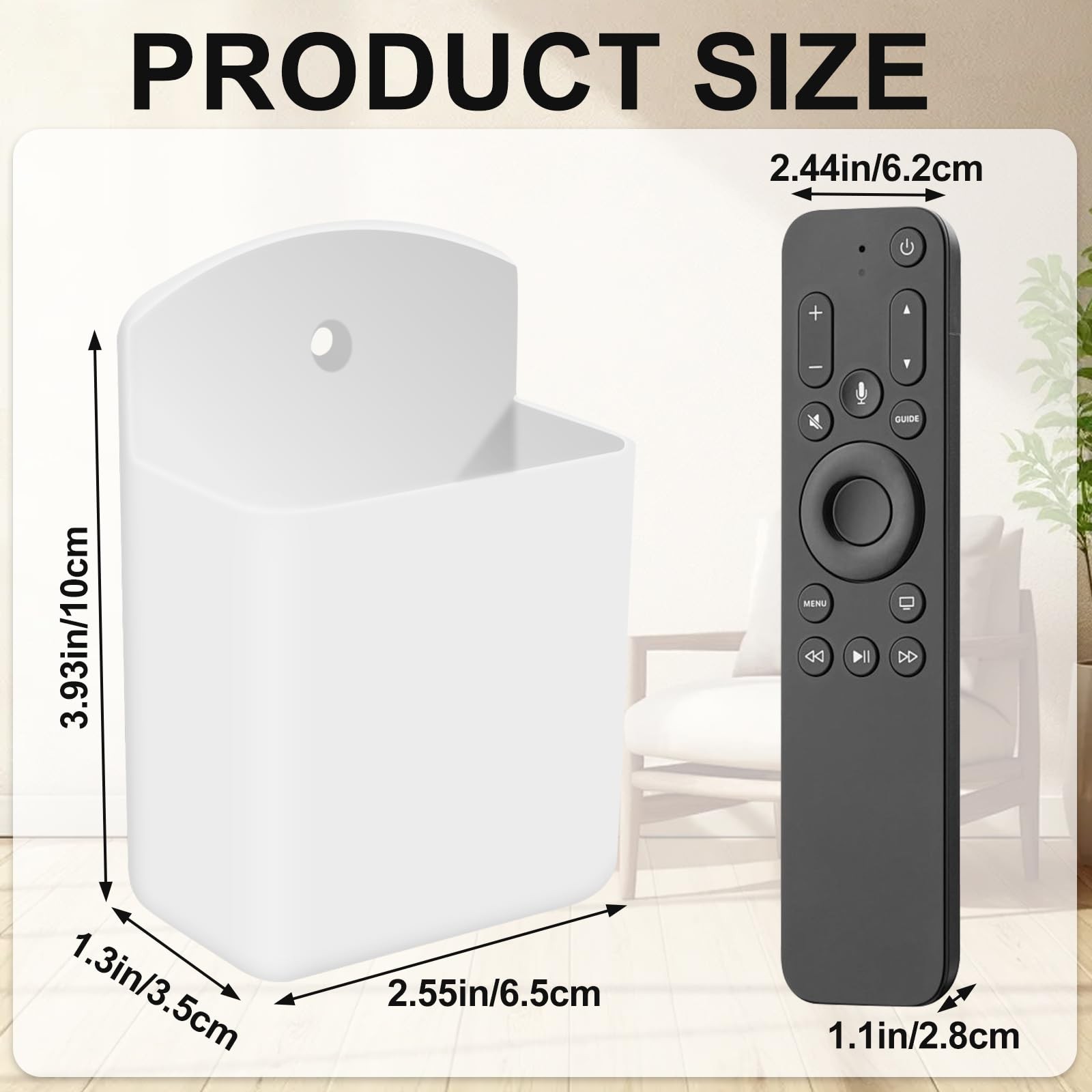2 PCS Self Adhesive Remote Holder Wall Mount Control Holders Small Wall White