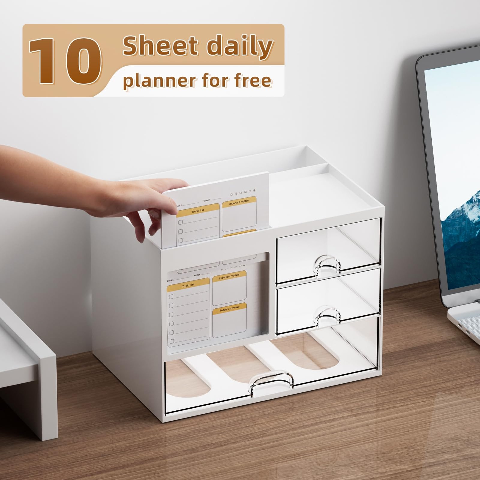 Multi Functional Desk Organizer, 4 Compartments, Art Supplies, White