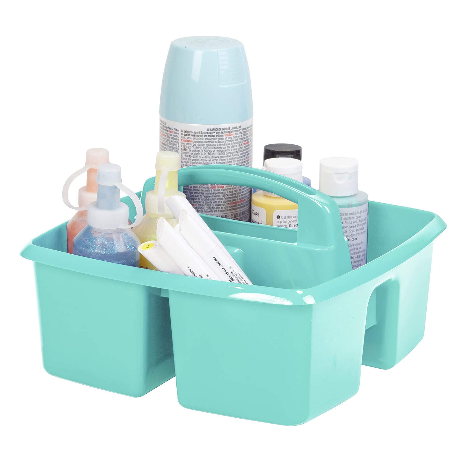3-Compartment Small Caddy – Multipurpose Classroom Organizer with Handle, Aquama