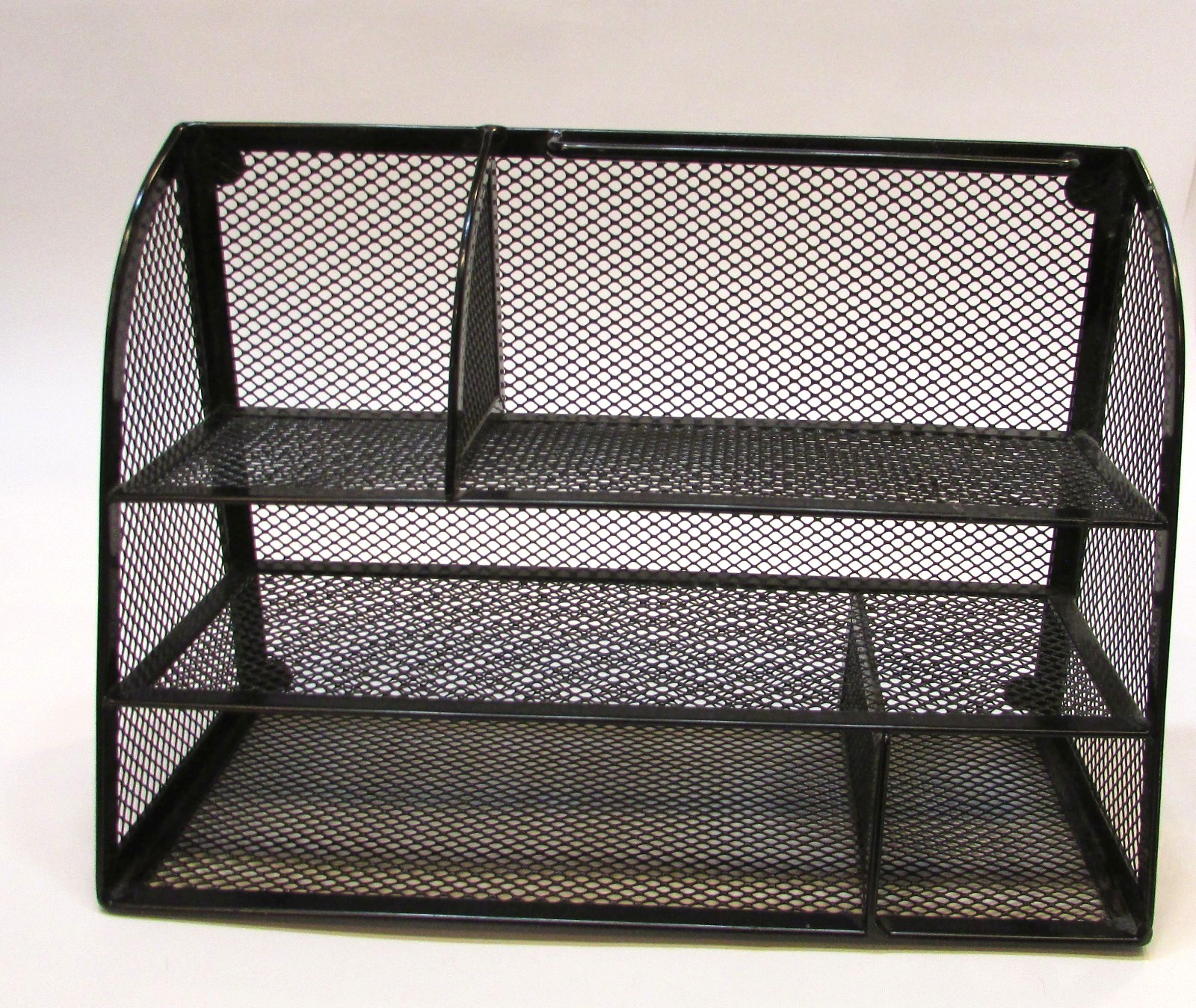 Black Steel Mesh School Home Office Desktop Organizer Horizontal or Vertical