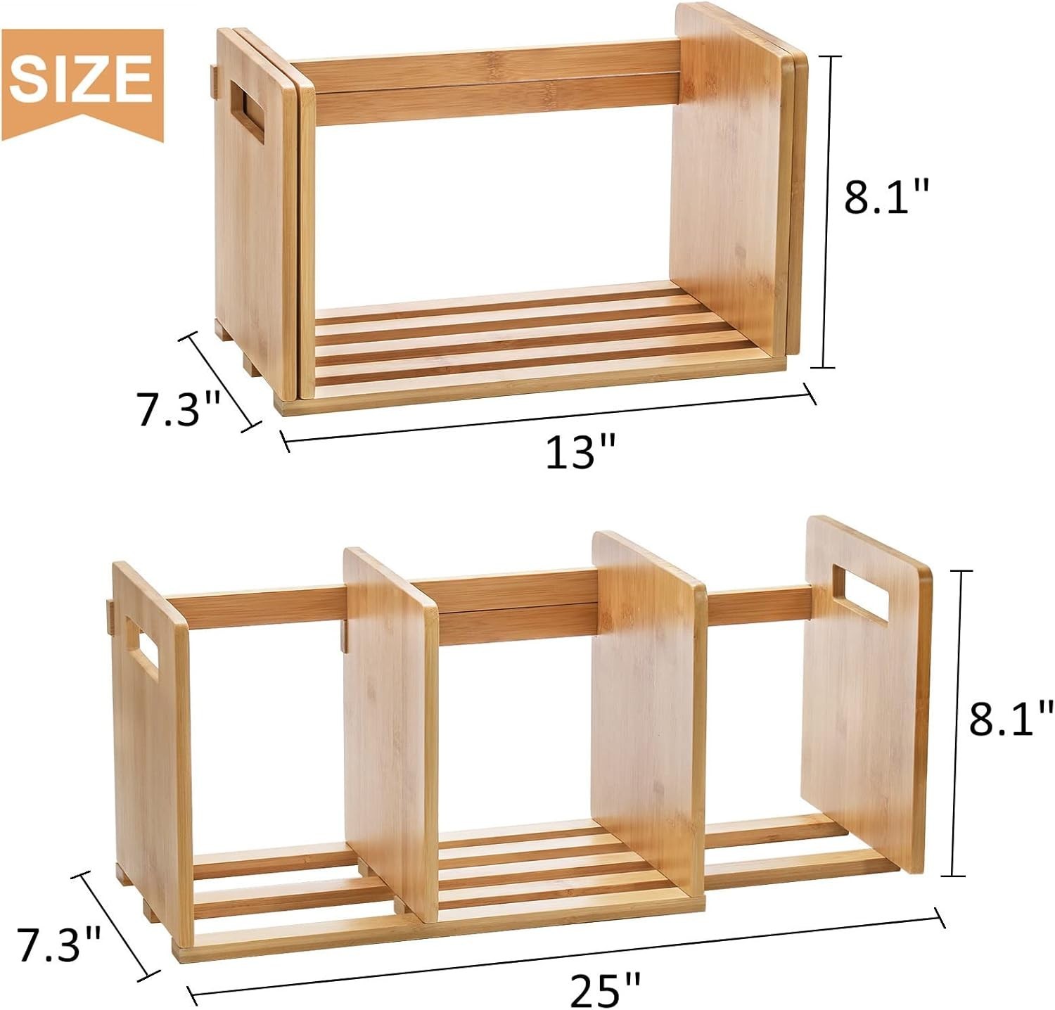 Bamboo Desktop Bookshelf Expandable Desktop Organizer Rack for Office Supplies