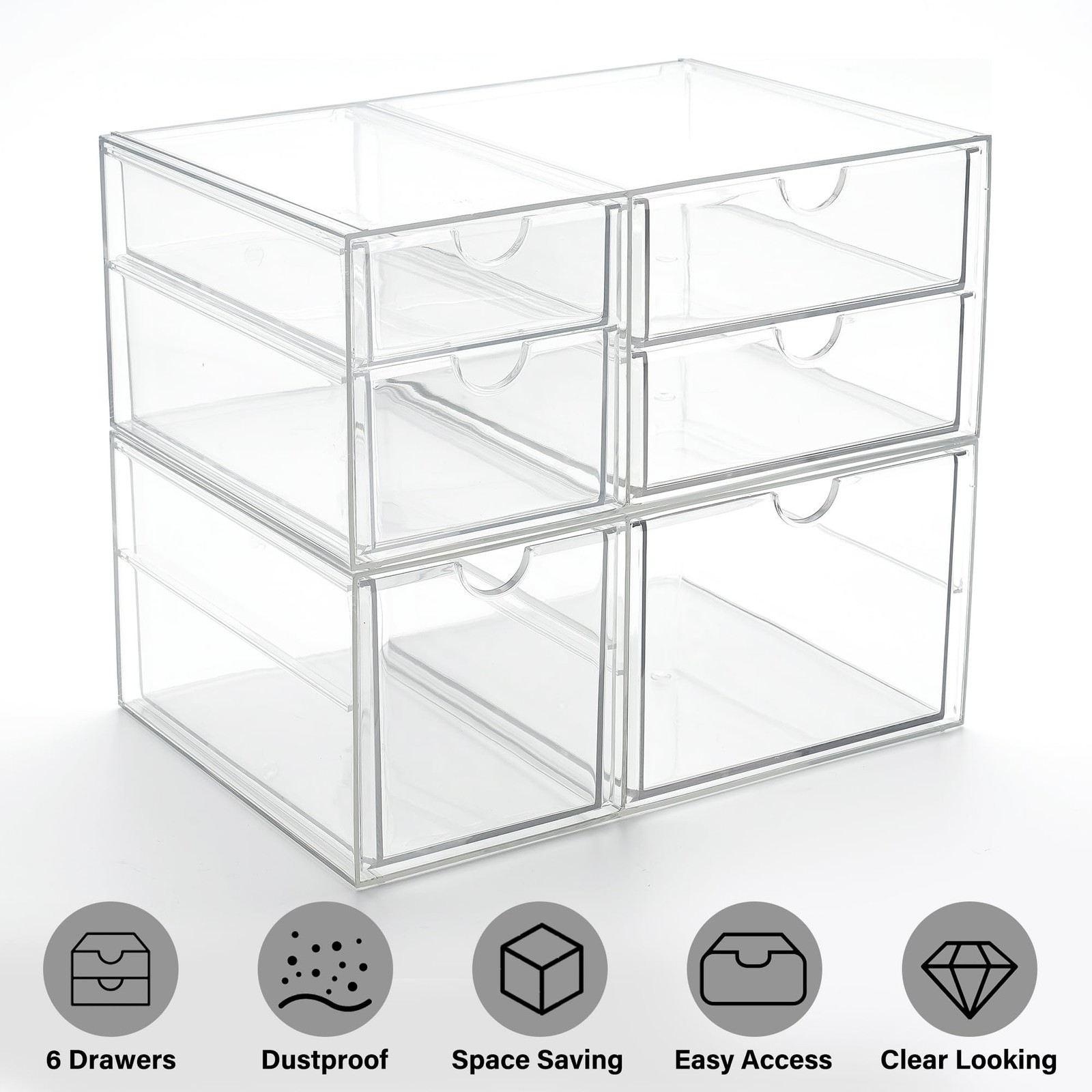 Prsildan Acrylic Drawer Makeup Organizer with 6 Drawers (Not for Transparent