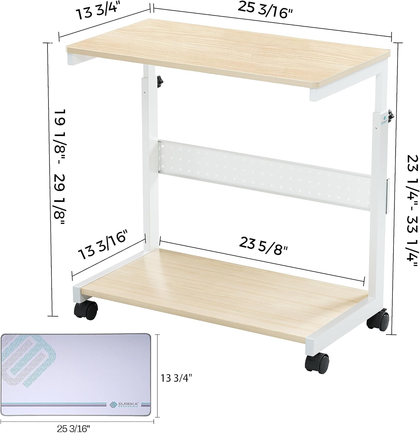 EUREKA ERGONOMIC PC Stand Computer Cart, Height Adjustable Tower Maple