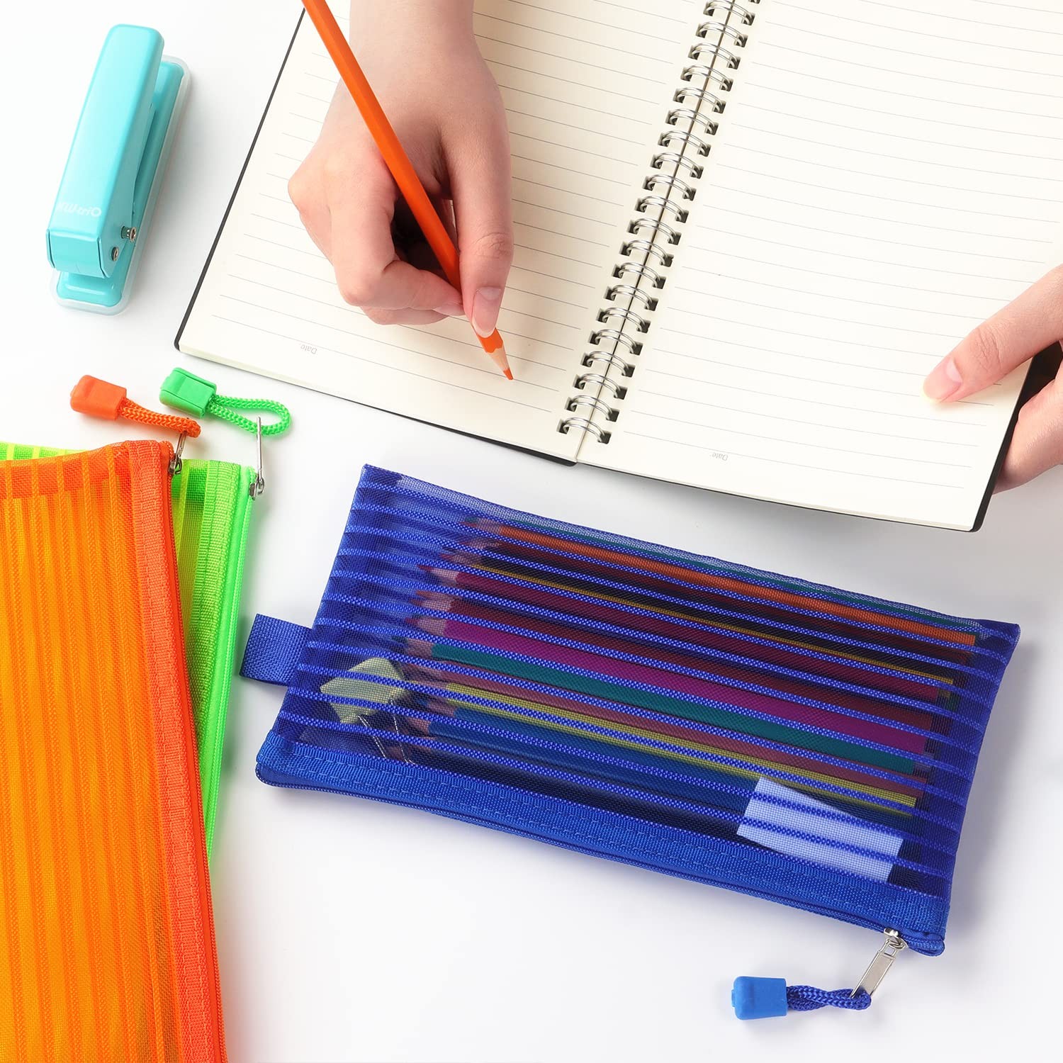 10 Pack Zipper Mesh Pouch Pencil Pouch Multicolor Pen Bag Multipurpose for Of…