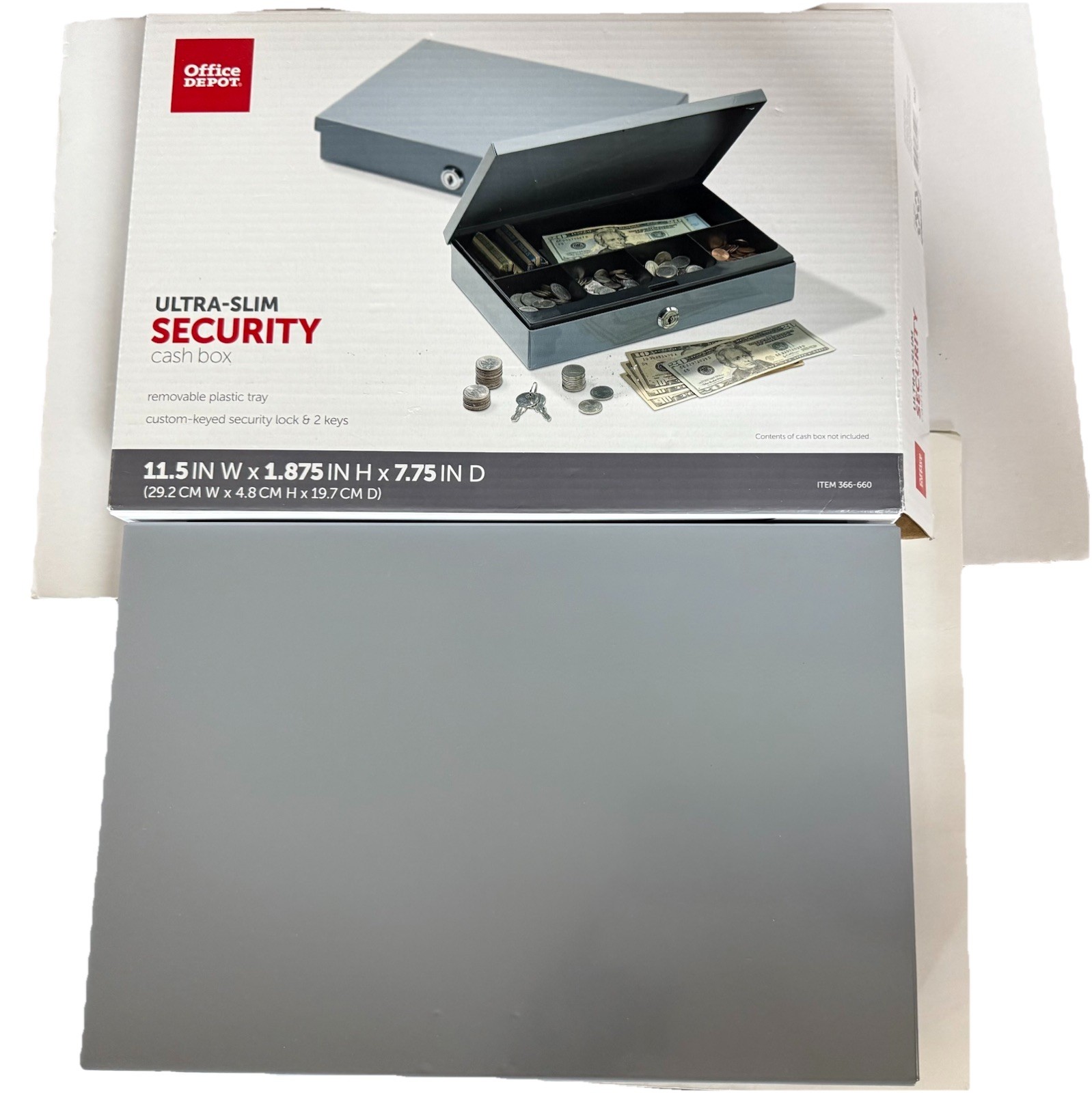 Office Depot Brand Ultra-Slim Cash Box With Security Lock (O5)