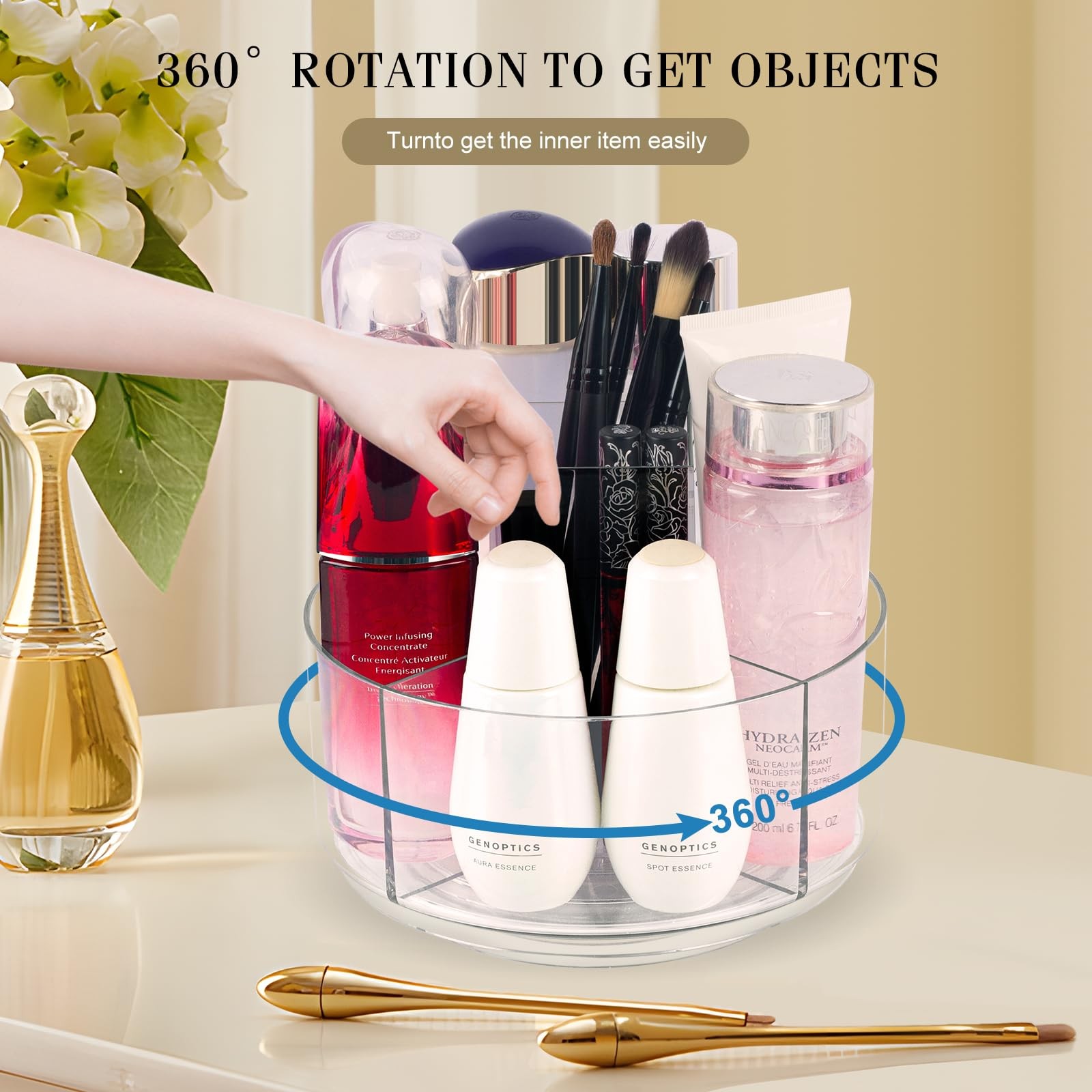 360° Rotating Makeup Organizer Clear Lazy Susan for Vanity,