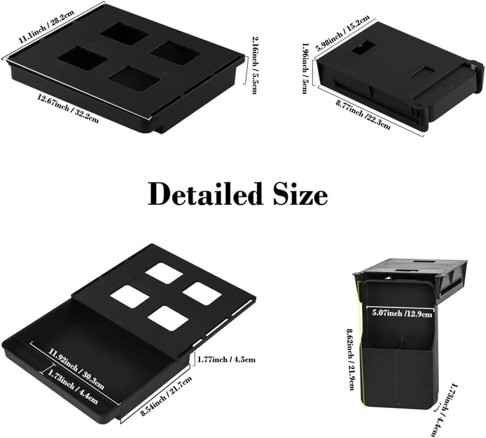 Under Desk Drawer Organizer Set – 2 Pack: Large & Small, Black Storage Solution