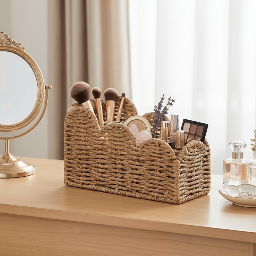 Bedside Table Desk Organizer Caddy, Remote Pen&Pencil Holder Cup, Makeup Brus…