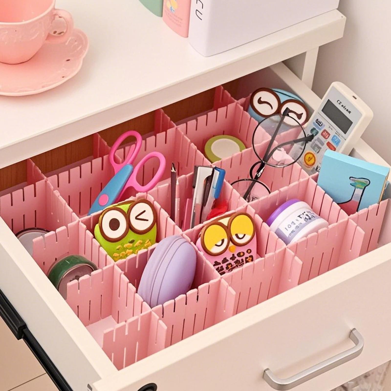 ZOENHOU 60 PCS DIY Drawer Divider Organizers, Pink Grid Dividers,