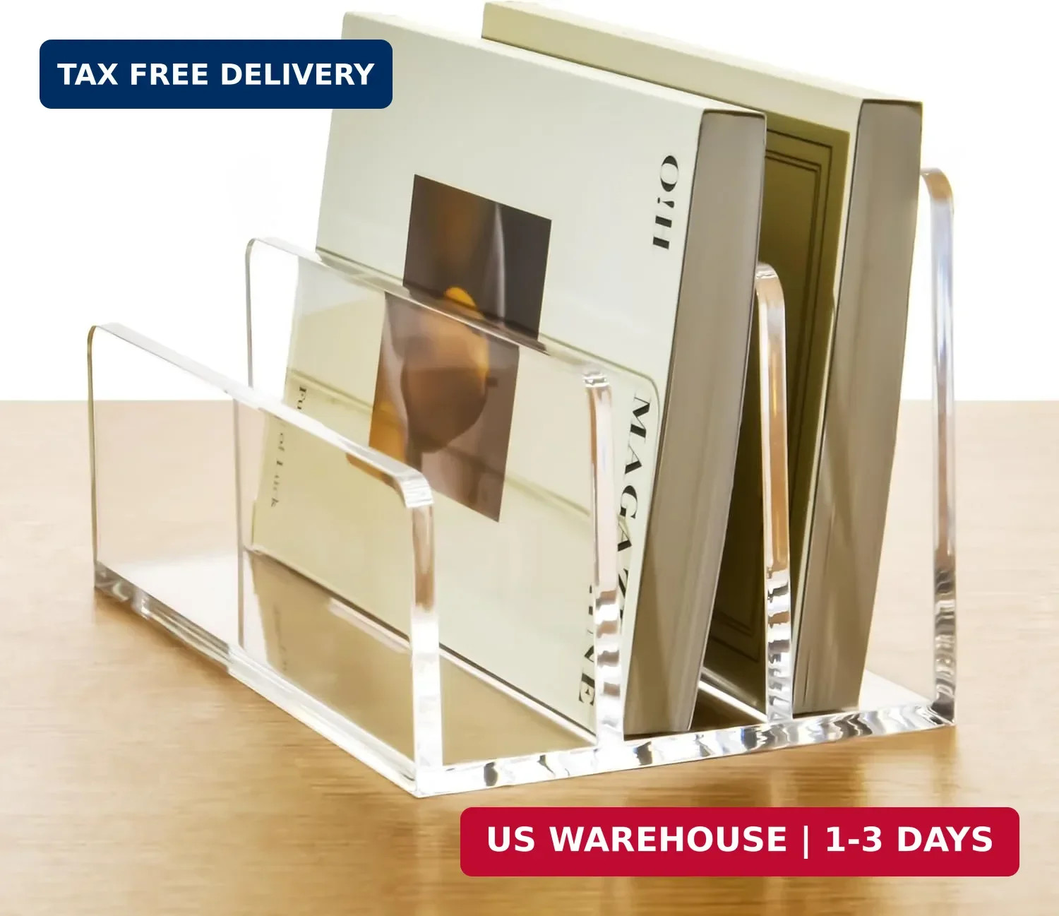 3 Compartments Clear Acrylic Mail Holder – Vertical Letter Sorter & Multifunctio
