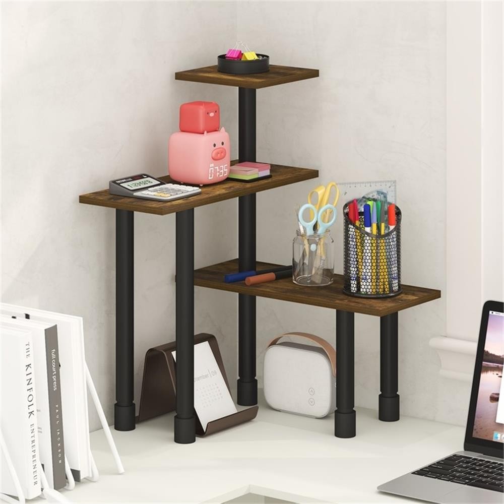 Pemberly Row 3-Tier Adjustable Countertop Corner Organizer in Amber Pine