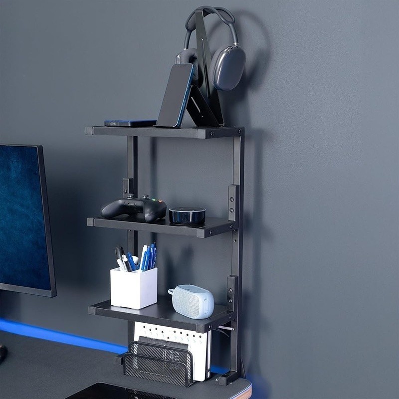 Clamp-On 3-Tier Desk Shelf Organizer Adjustable Storage Office Gaming Supplies