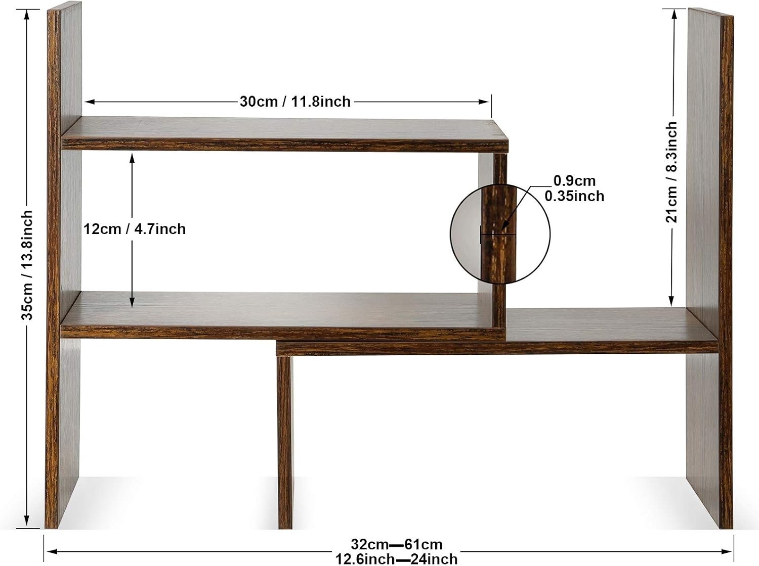 Expandable Wood Desktop Bookshelf – Minimalist Adjustable Organizer for Offices