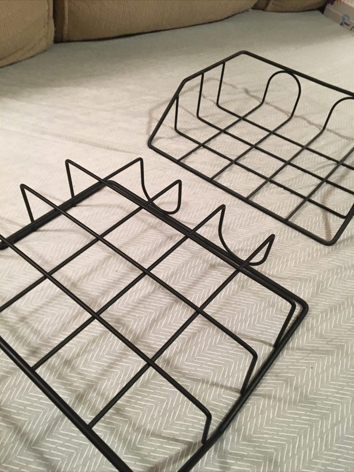 2 Metal Wire Letter Baskets, Matte Black Desk Accessory Bins about 10 x 13” x 3”