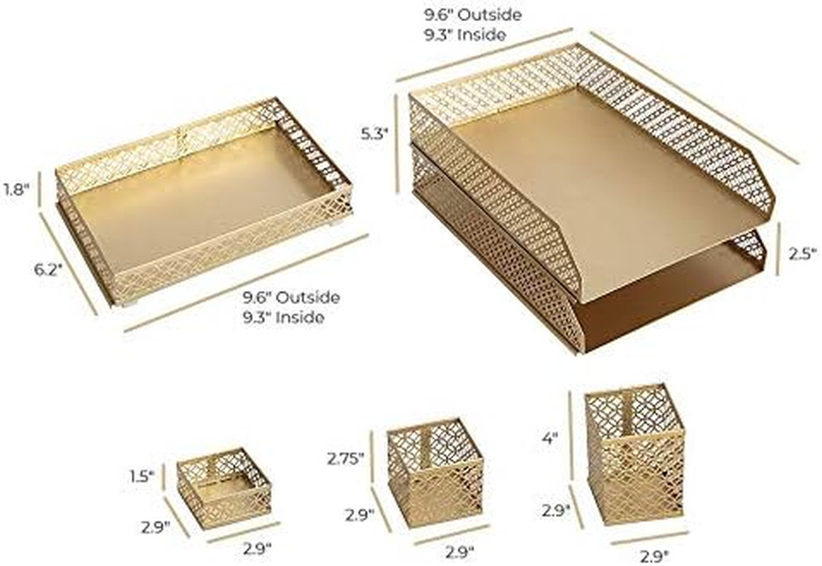| Aqua Desk Organizer Set for Women 6 Piece | Mail Sorter Organizer Countertop w