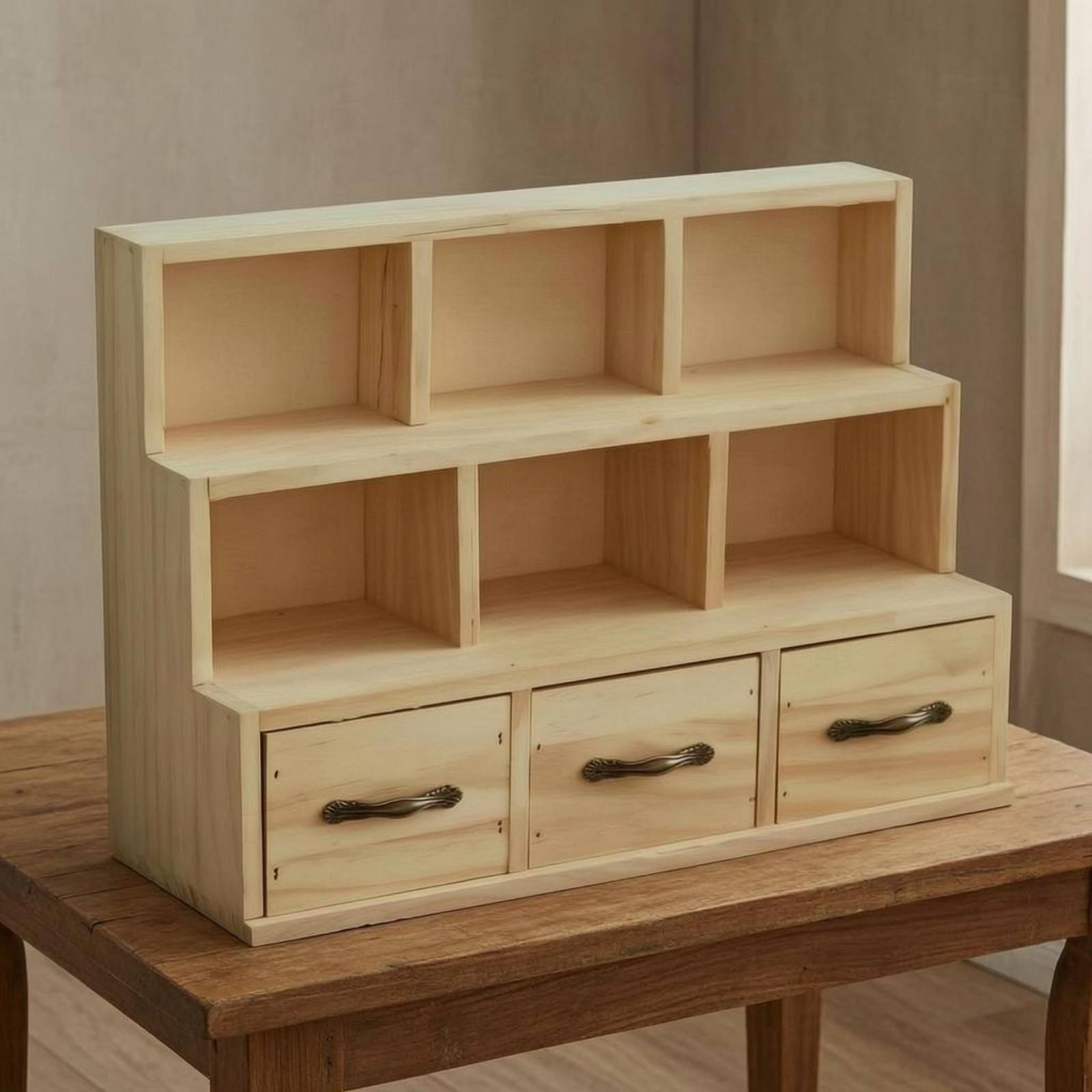 Wooden Desktop Cabinet Space Saving Desktop Storage Cabinet Sleek Texture