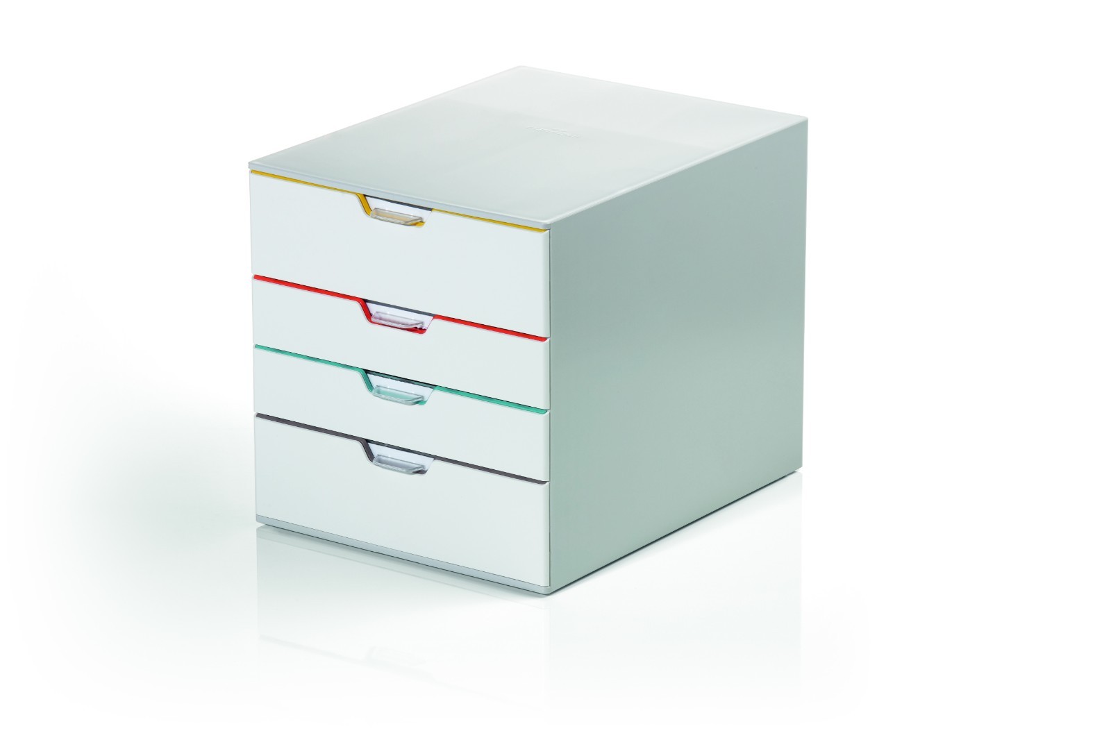 VARICOLOR 4 Drawer Color Coded Desktop Organizer Document Storage White Durable