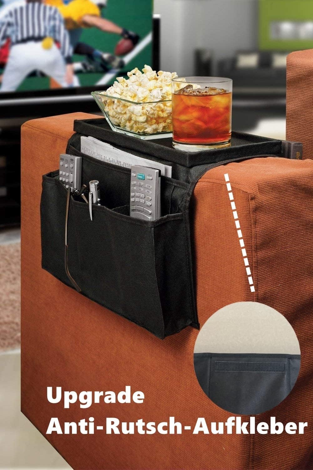 Sofa Armrest Organizer with Cup Holder No-Slip Couch Sofa Armrest Organiser C…