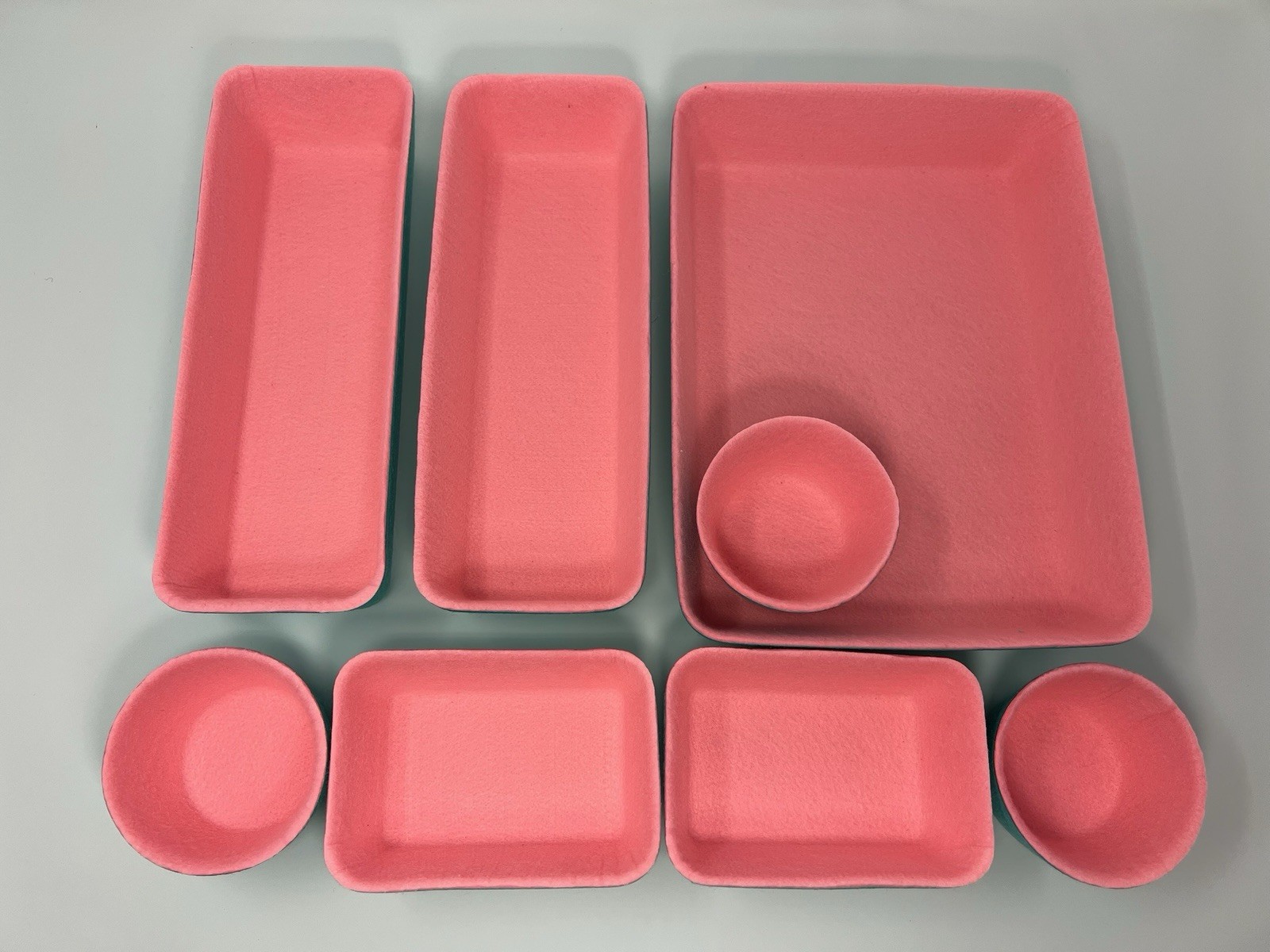8 Piece Felt Desk Drawer Bins Organizer Set – Pink/Teal